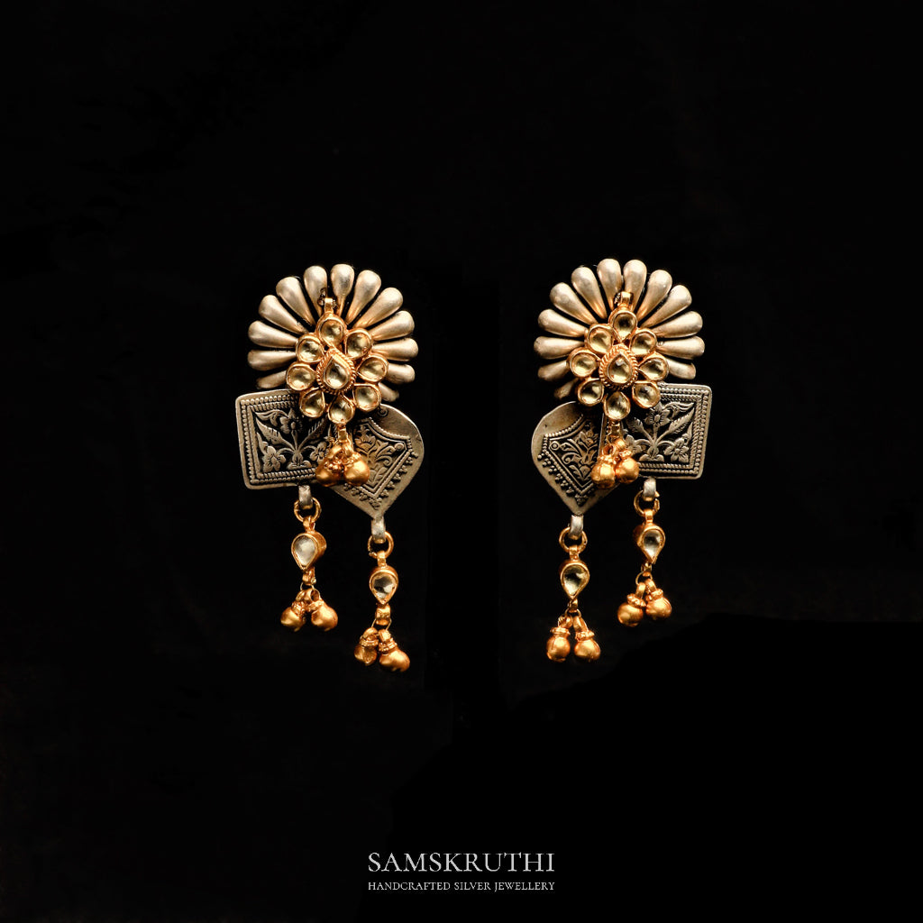 Kundan dual tone earring