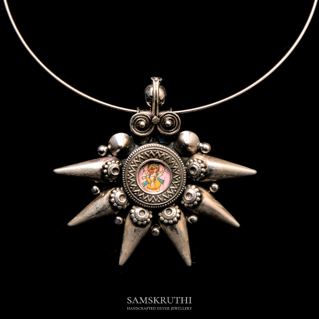 Handpainted surya pendant