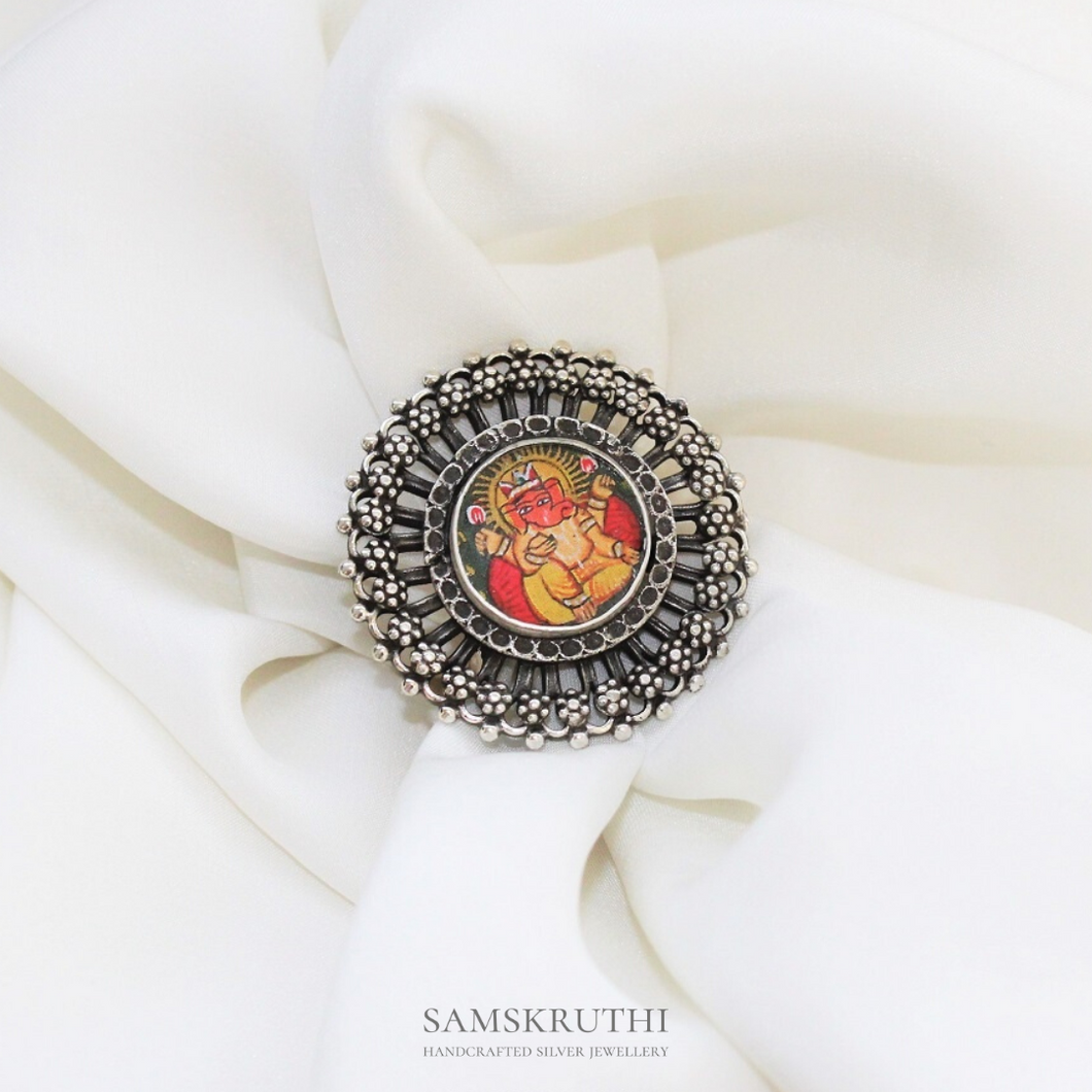 Ganesha Handpainted Ring