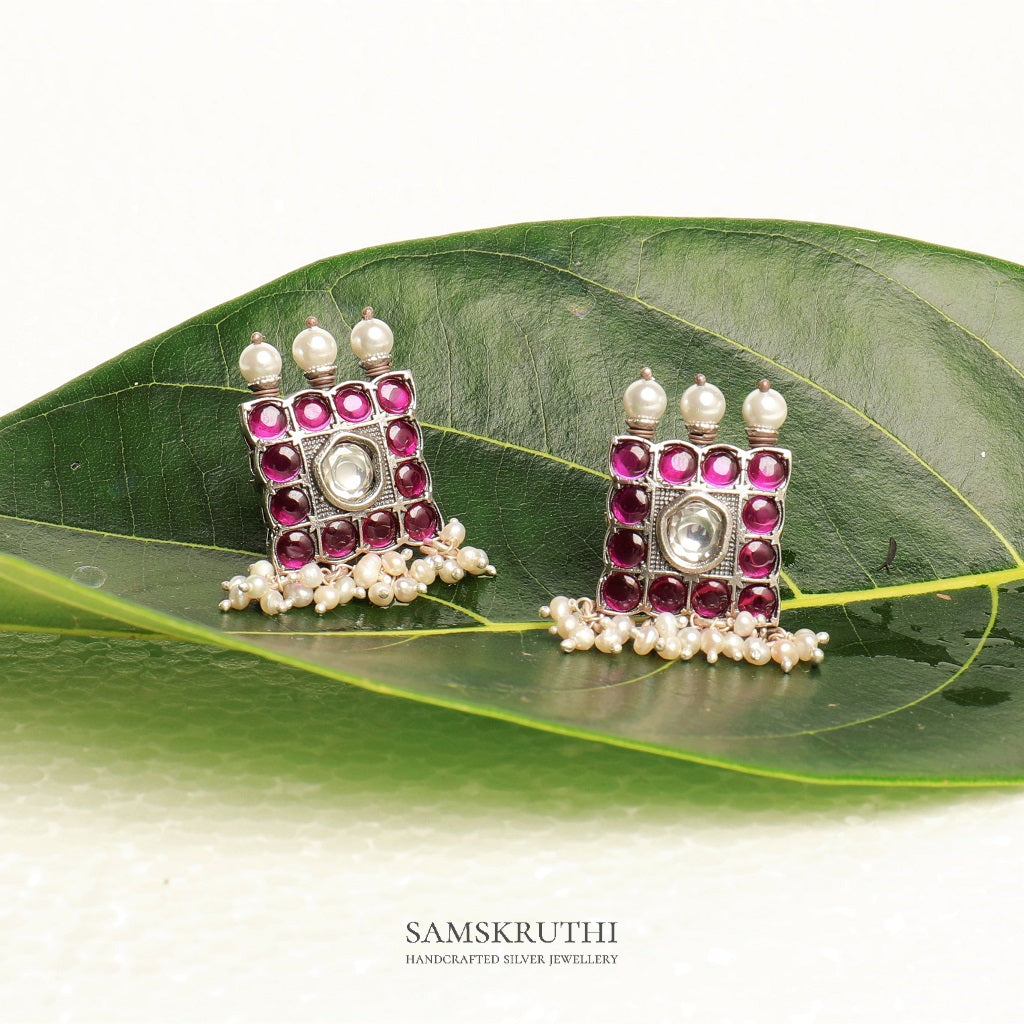 Square ruby stud
